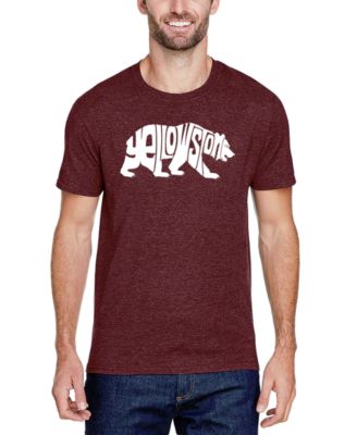 Men's Yellowstone Bear Word Art Cotton and Polyester Blend T-Shirt