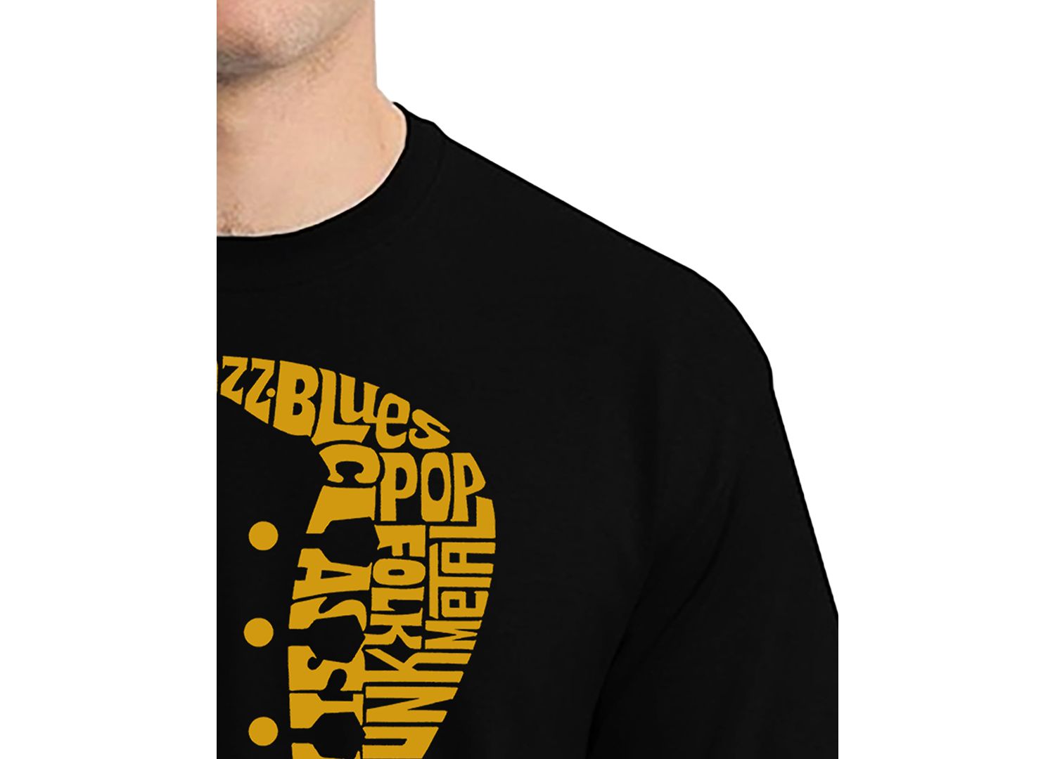 Men's Music Genres Guitar Neck Word Art T-Shirt