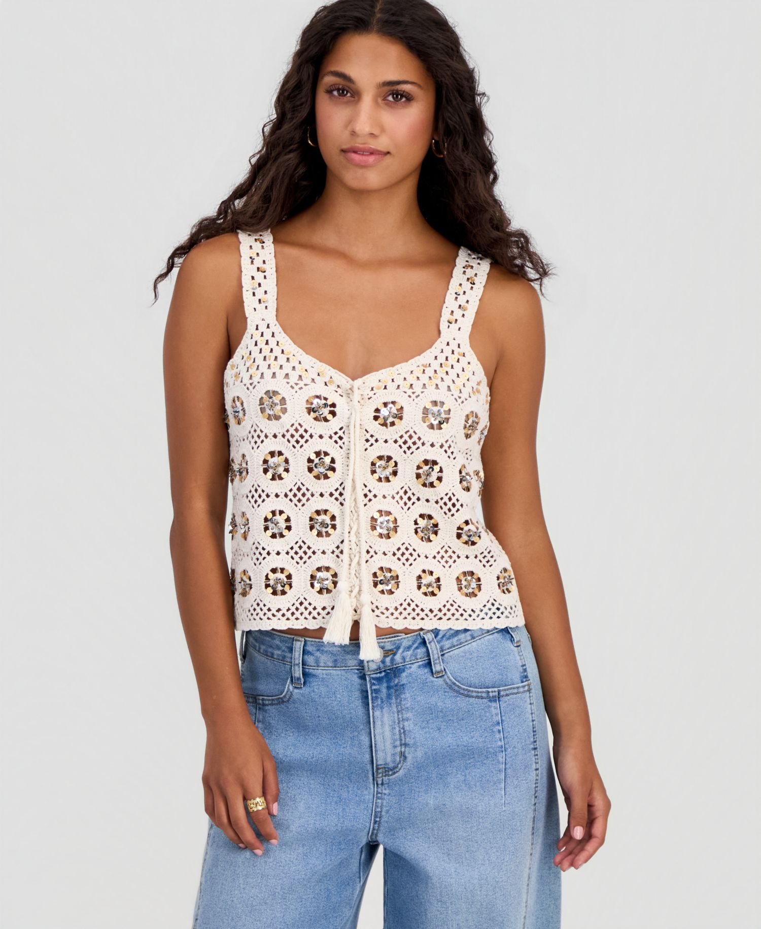 Petite Sequin Crochet Tank