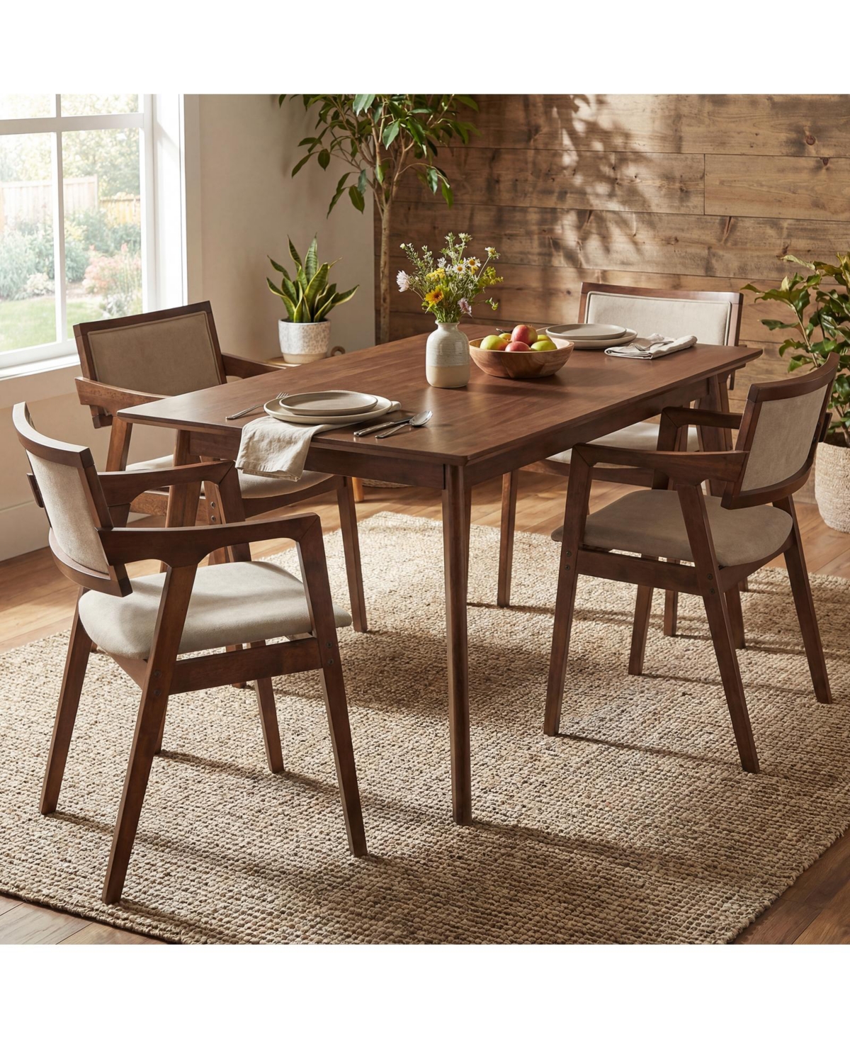 Slickblue Modern Arm Dining Chairs Set of 2 Upholstered Wood Frame