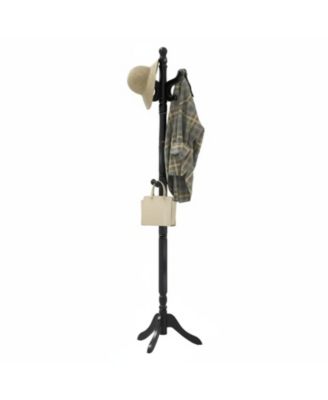 Solid Wood Coat Rack Freestanding Hall Tree 3 Adjustable Heights 11 Hooks Rubber Frame Entryway Hanger Stand