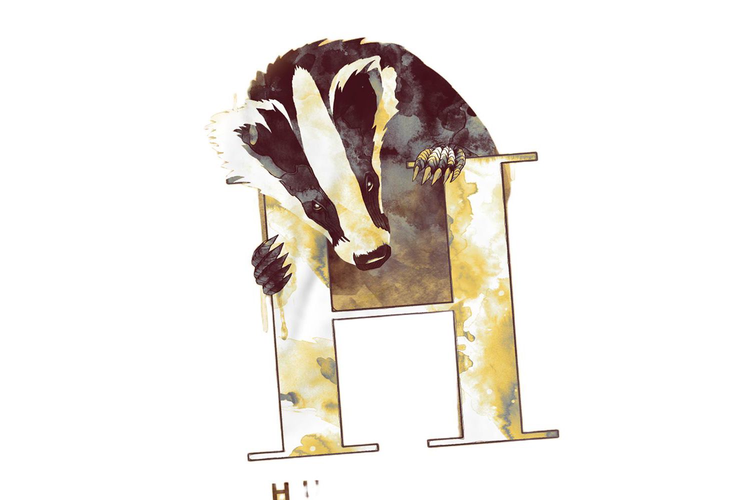 Men's Hufflepuff Watercolor Crest T Shirt