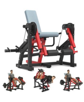 Leg Extension and Curl Lower Body Workout Machine Convertible Seated Extension and Lying Curl Bench