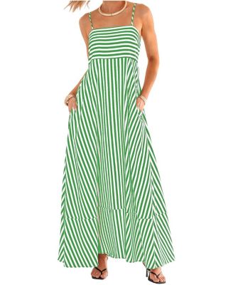 Cupshe Women's Subtle Lines Striped Maxi Beach Dress - Open green