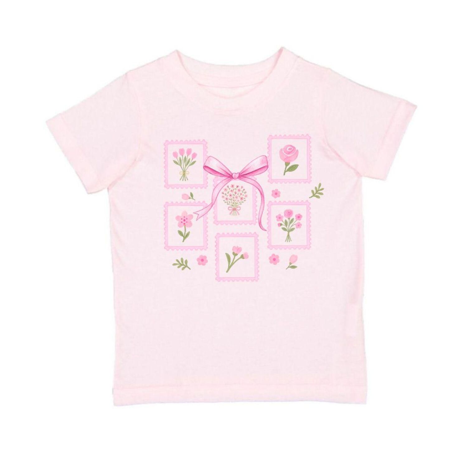 Little Girls Bouquet Bow Short Sleeve T-Shirt
