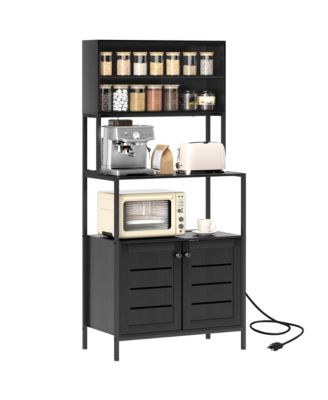 Baker's Rack, Bar Cabinet with Power Outlet
