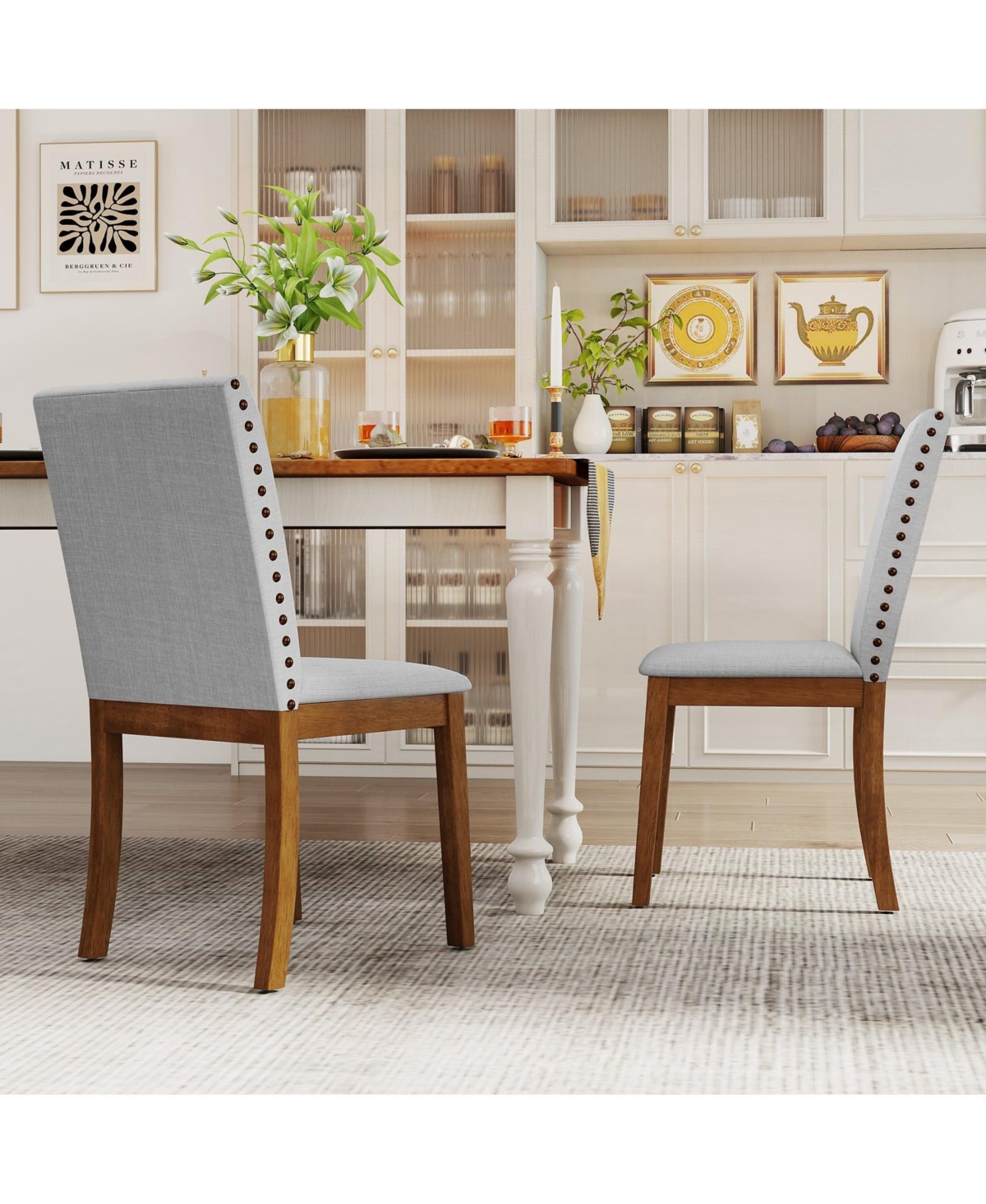 Slickblue Comfortable Upholstered Dining Chairs with Soft Padded Seat for Living Room Decor
