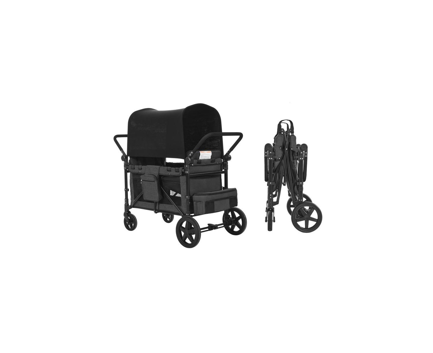4 Seat Wagon Stroller 330 lb Foldable Push Pull with Canopy