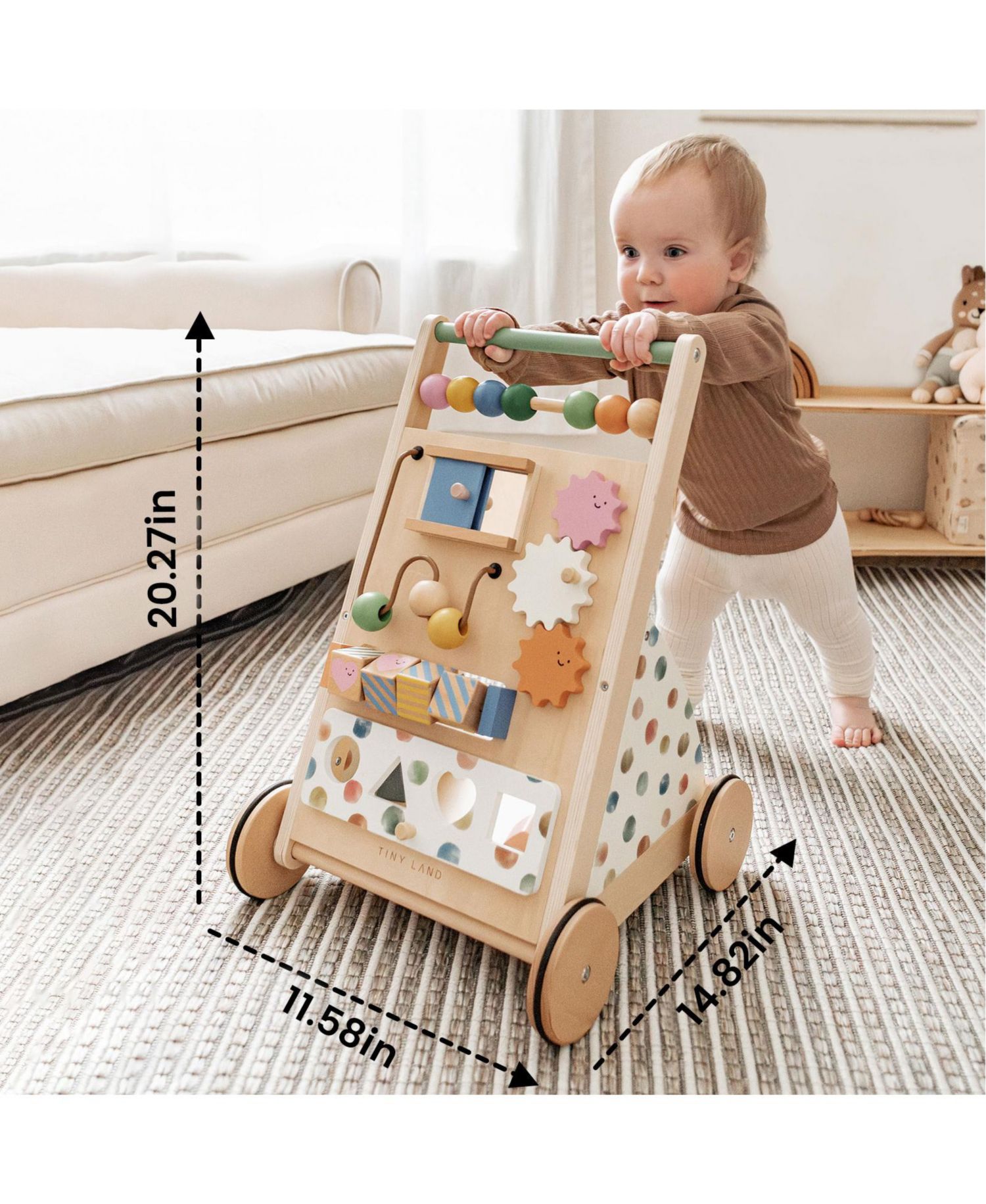 Versatile Montessori-Inspired Wooden Baby Walker Activity Center