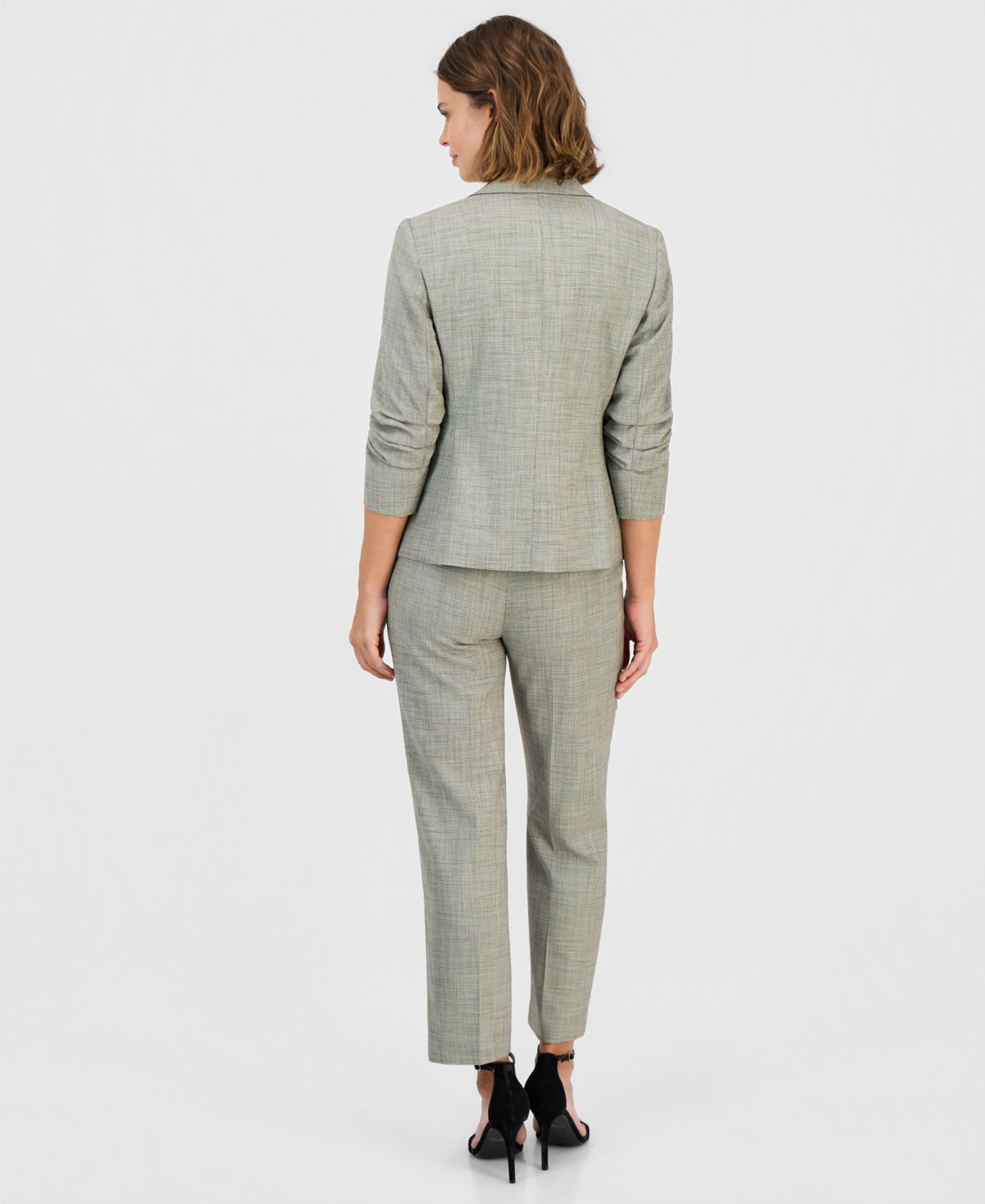 Женские комплекты Anne Klein Scrunch-Sleeve Blazer & Sequinned Camisole & Ankle Pants, цвет: Bay Leaf — фото 3