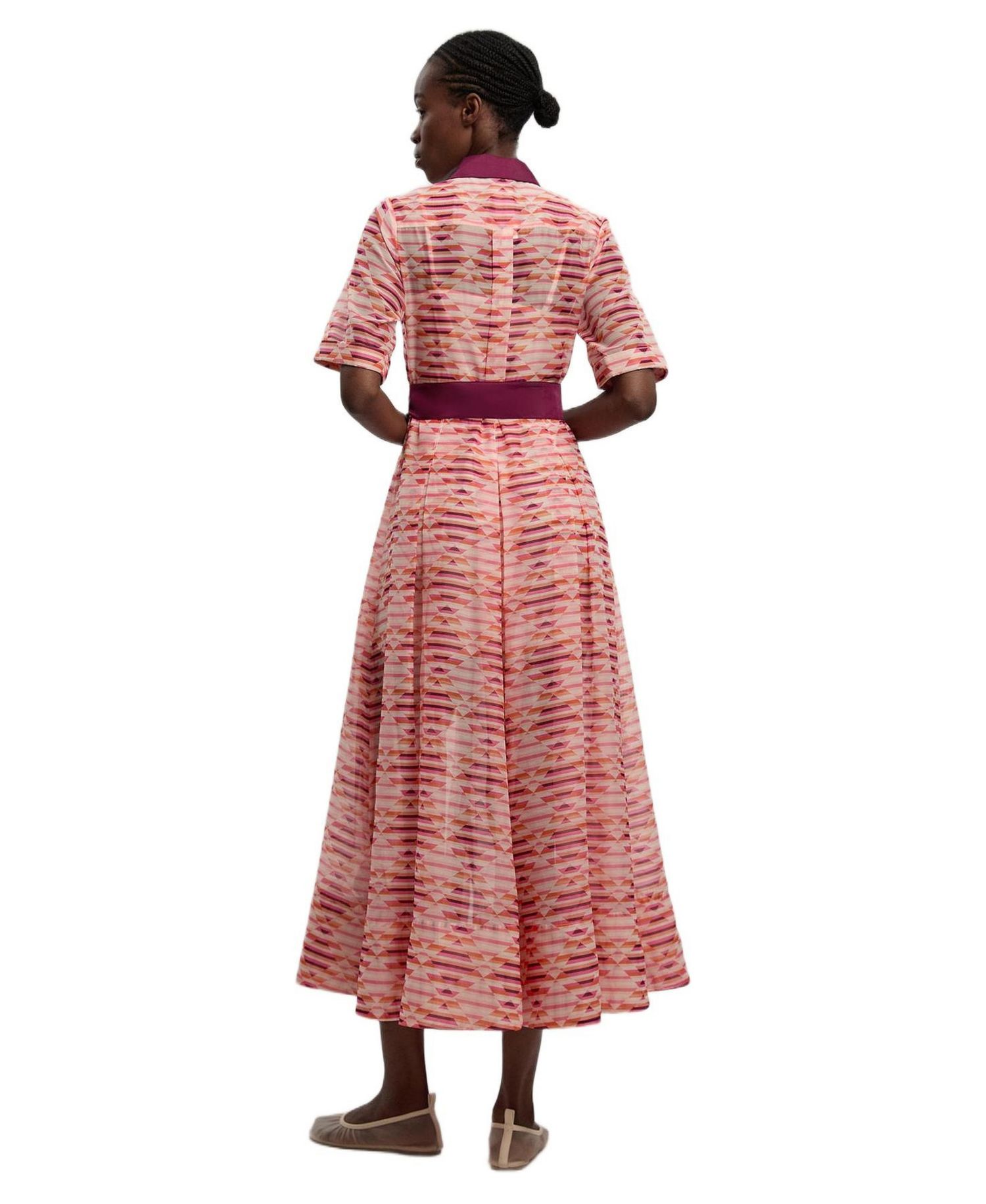 Women's Short Sleeve Midi Shirt Dress
