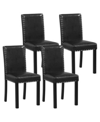 Dining Chair Set of 4 with Solid Rubber Wood Frame Legs