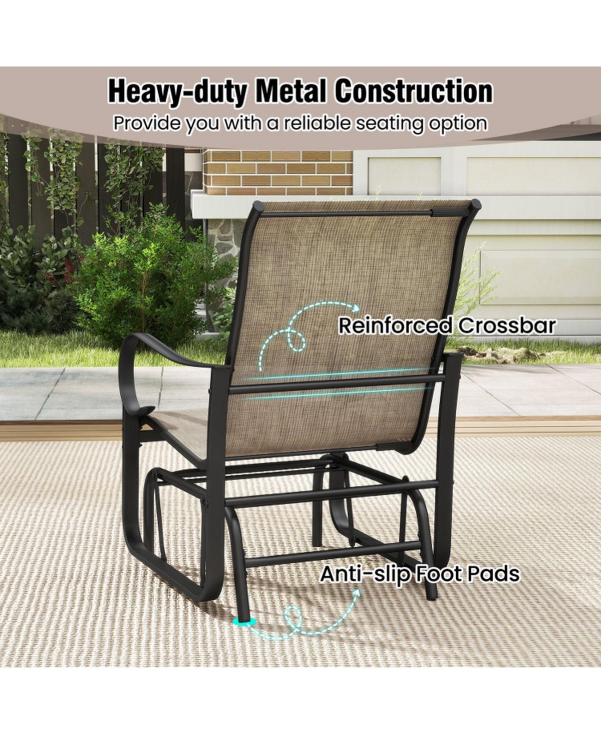 Gouun Mesh Glider Chair Set of 2 with Metal Frame