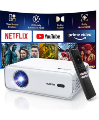 Mini Smart Projector with NetfIix Included, Auto Focus and Keystone, 16W DoIby Audio, for Home Theater and Outdoor Use