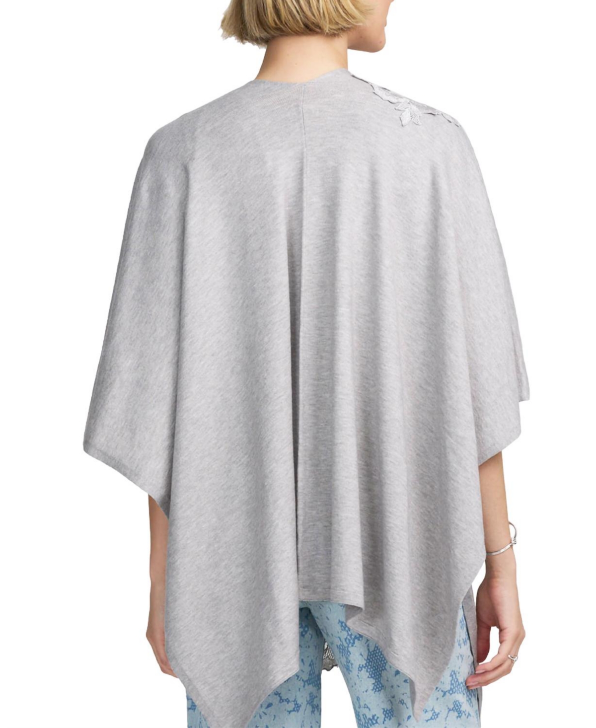 Elle Collection Fine Gauge Draped Cardigan With Lace Applique