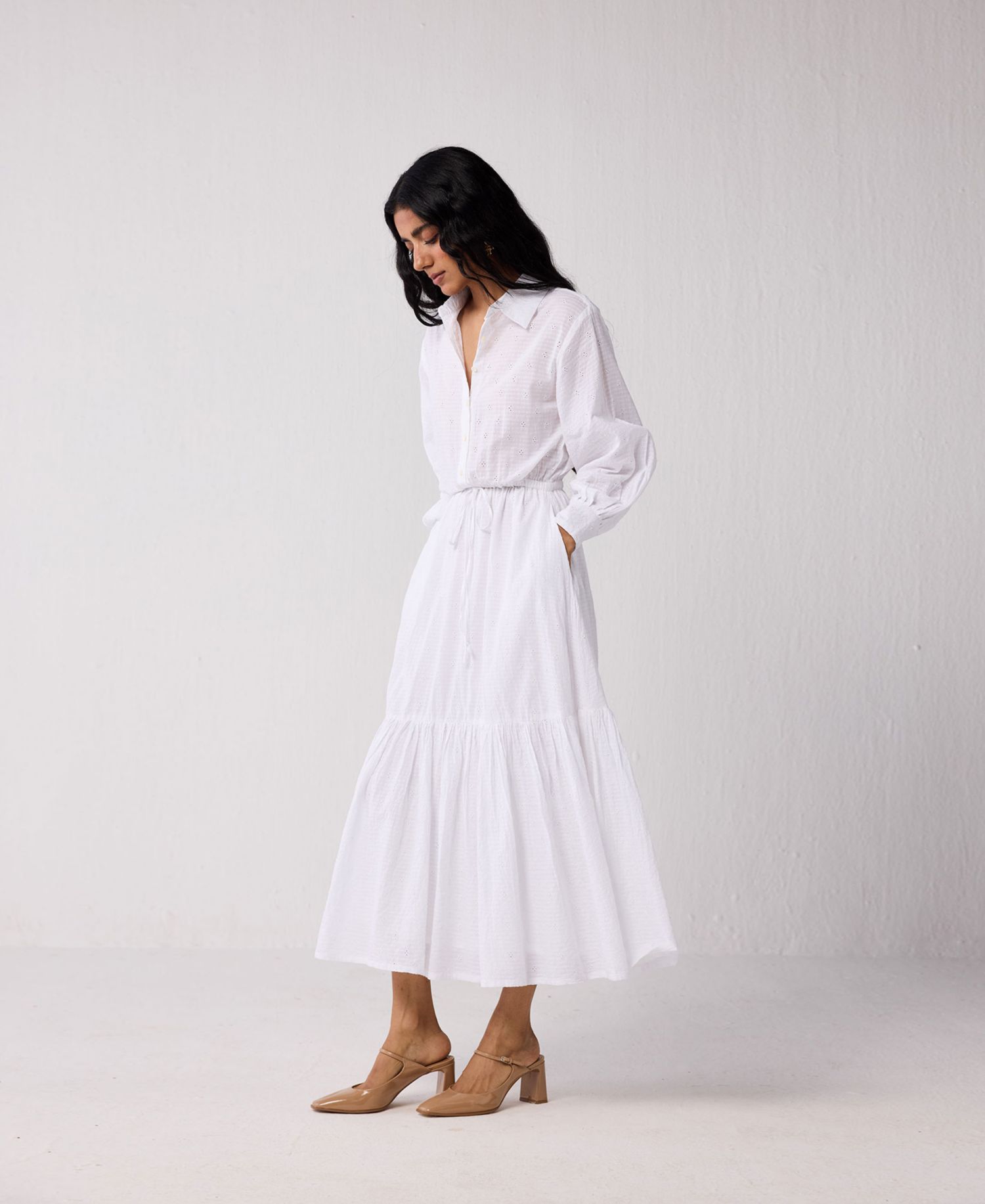Women's Embroidered Flowy Tiered Maxi Dress