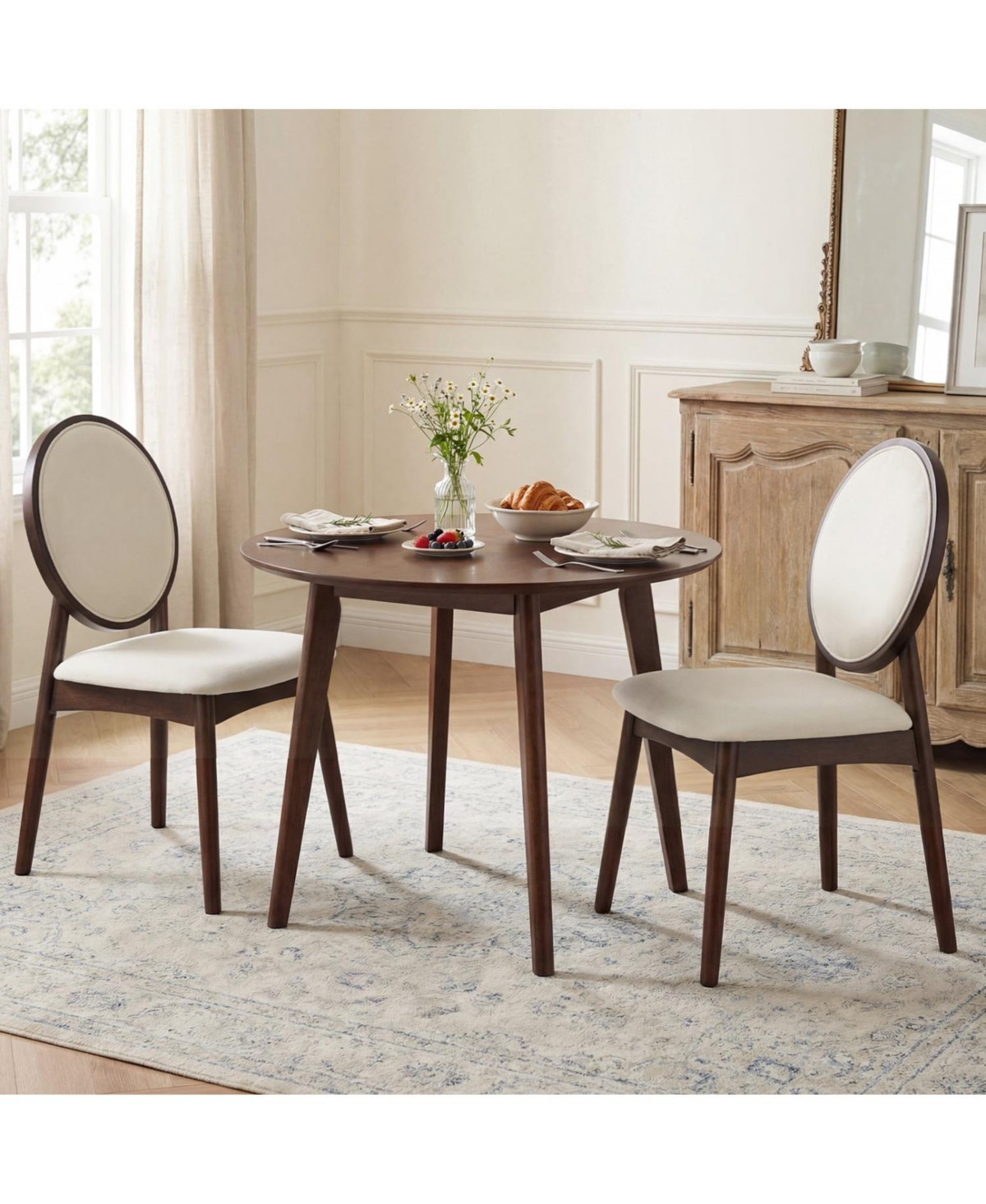 Slickblue Set of 2 Linen Fabric Side Chairs with Cushioned Seat