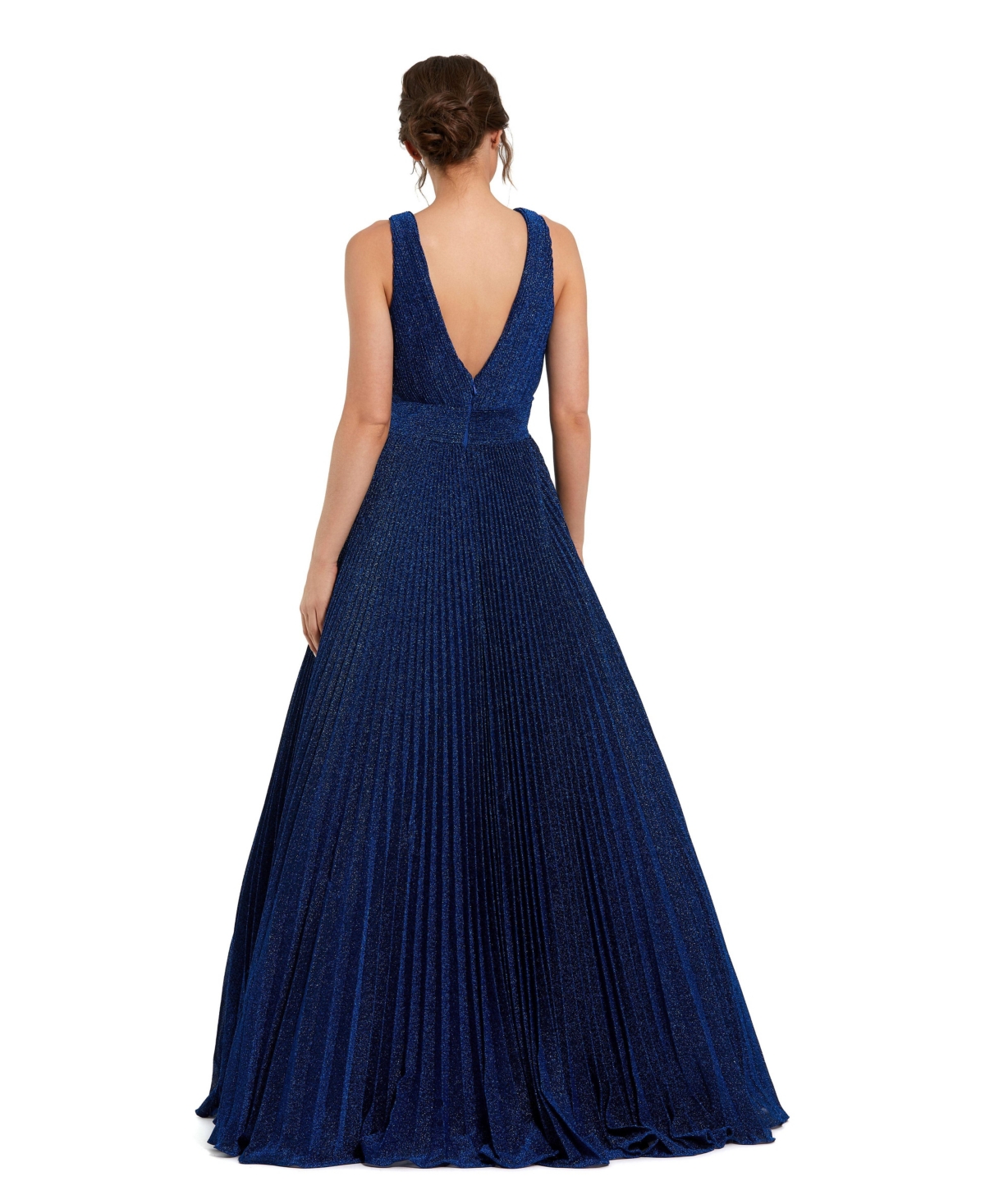 Women's Shimmering Georgette Pleated Sleeveless Gown