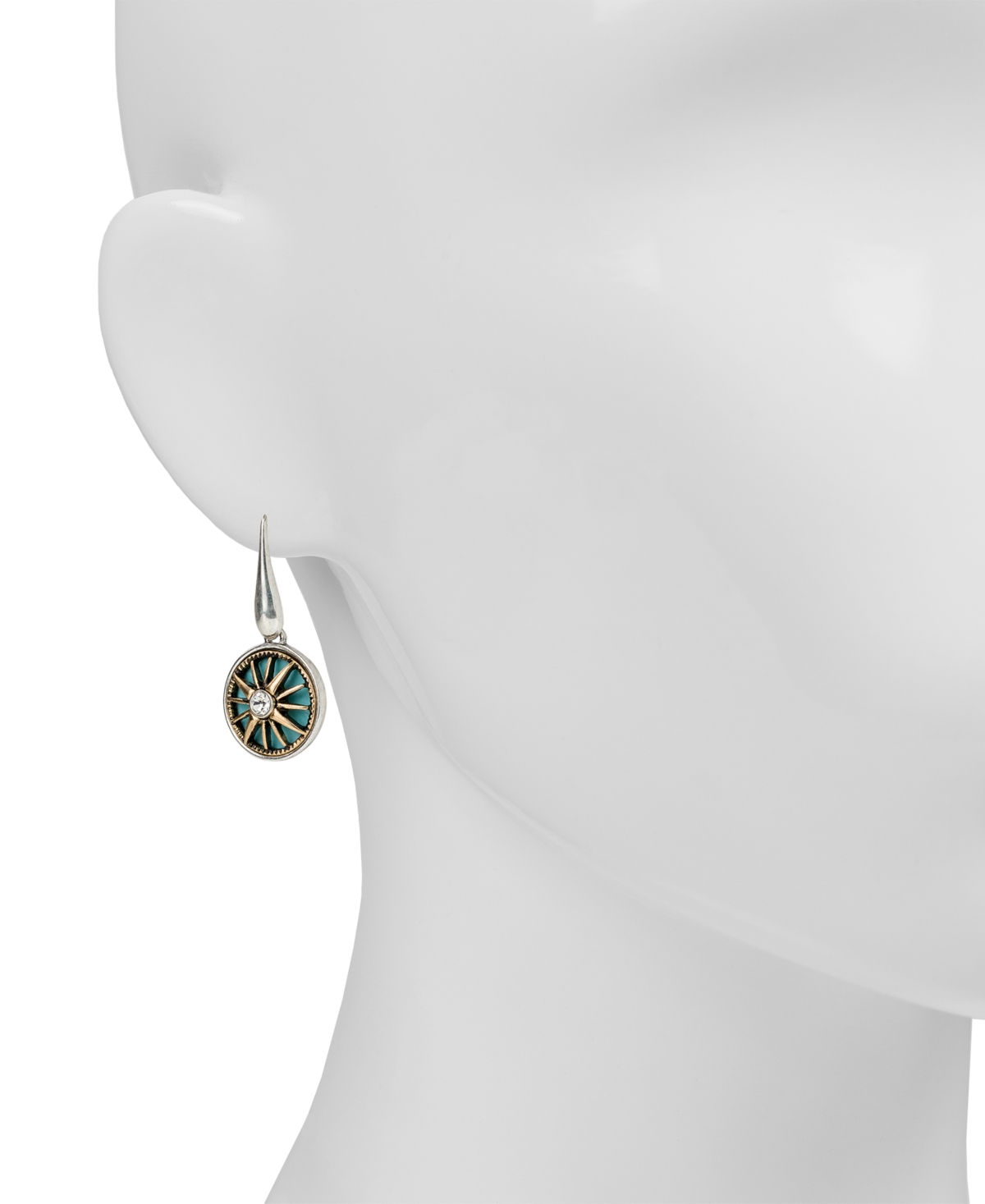 Patricia Nash Gold-Tone Plated Small Aqua Dangle Earrings