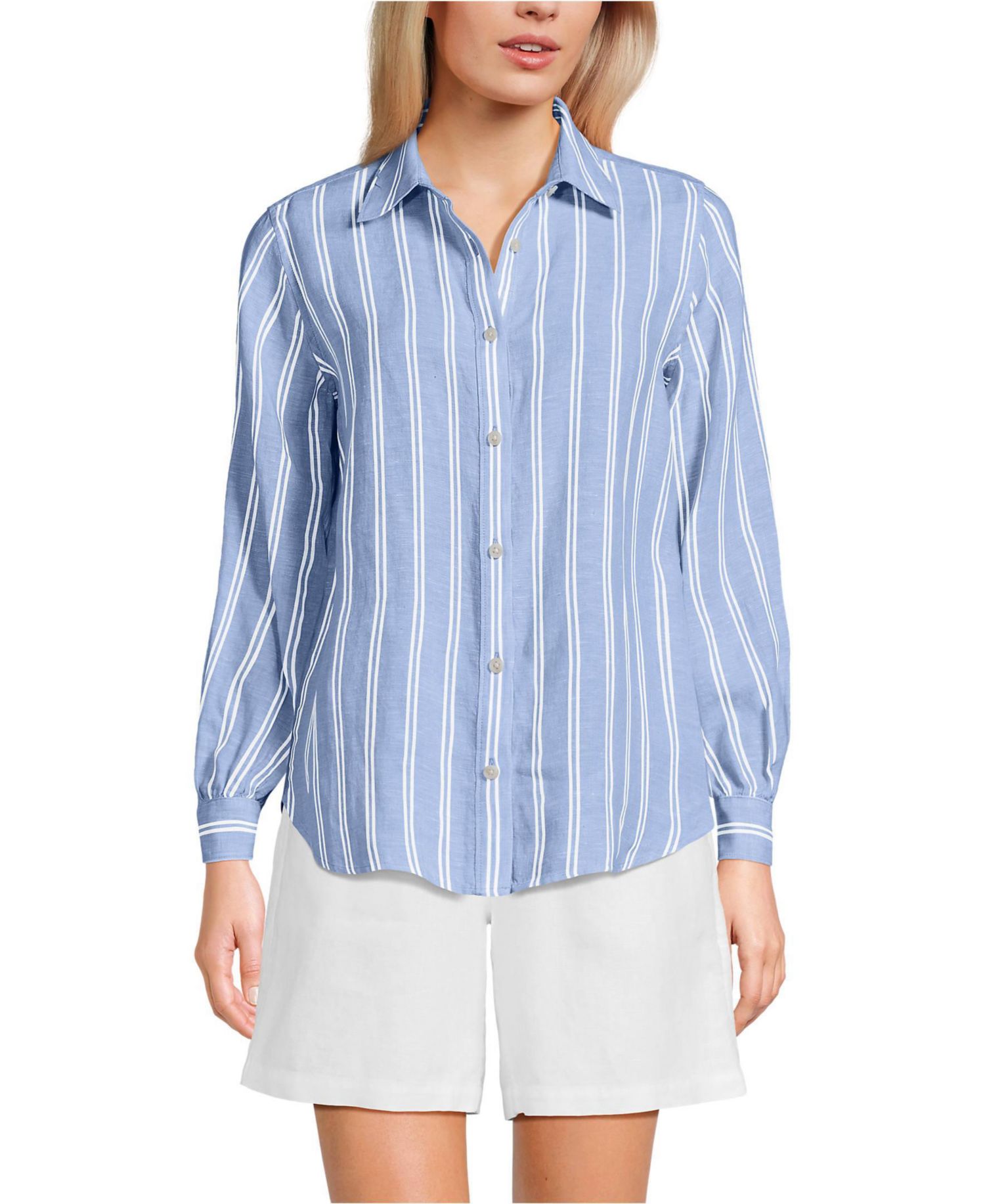 Women's Tall Linen Long Sleeve Feminine Shirt