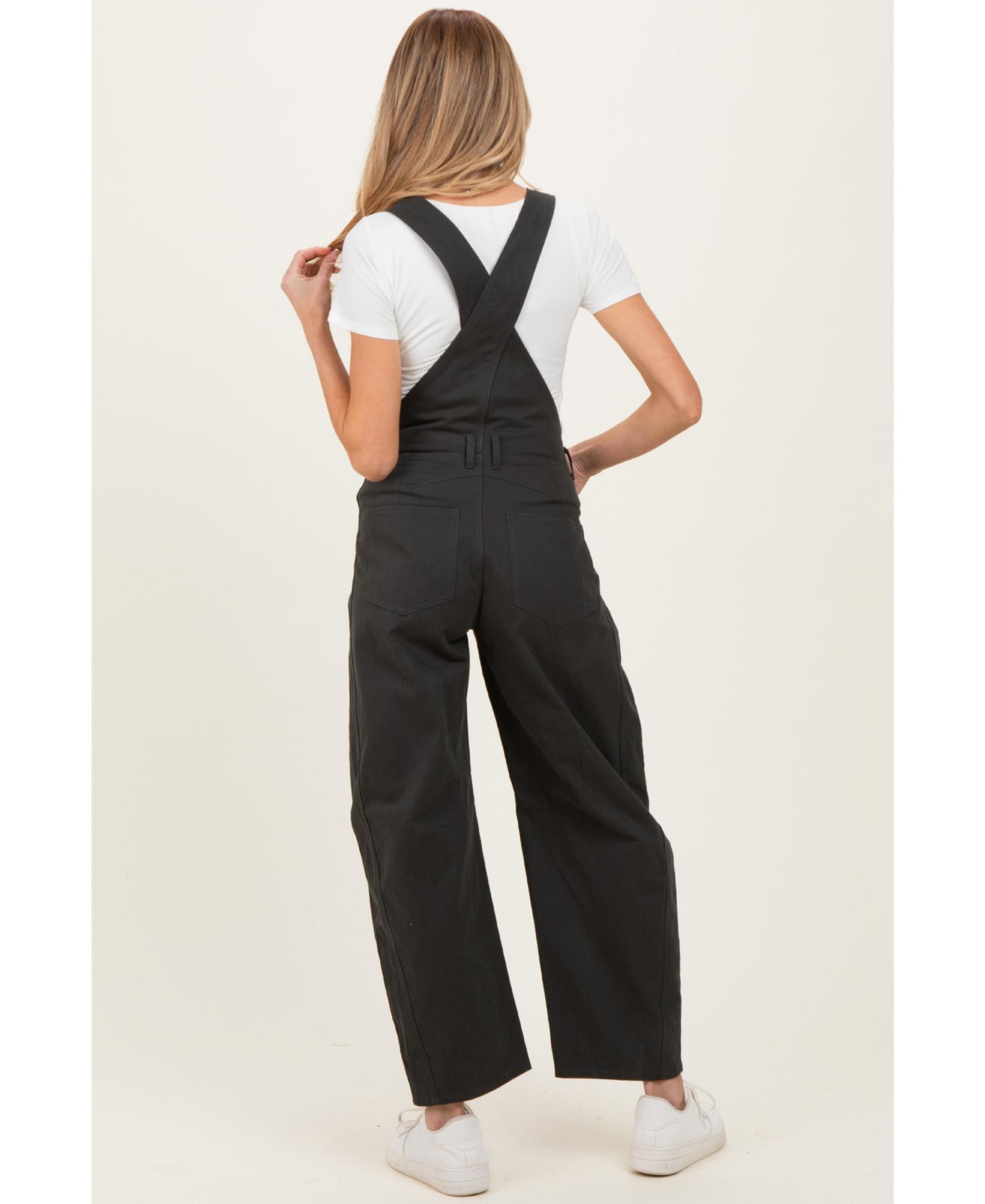 Women's Charcoal Barrel Leg Overalls