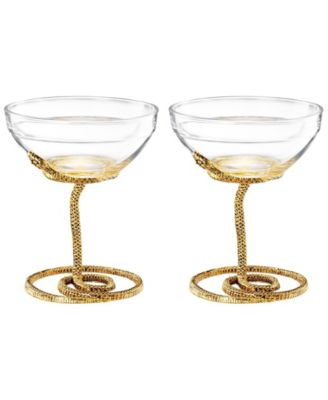 Gold Snake Cocktail Glasses, Set of 2