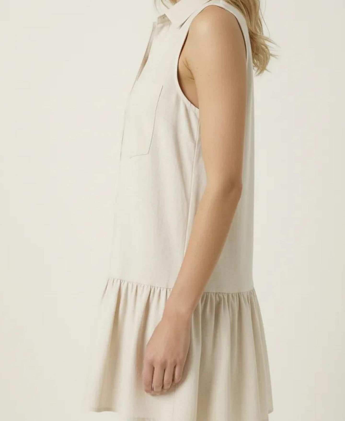 Женское платье Modenaire Sleeveless Collared Drop-Waist Pocket, цвет: Кремовый — фото 3