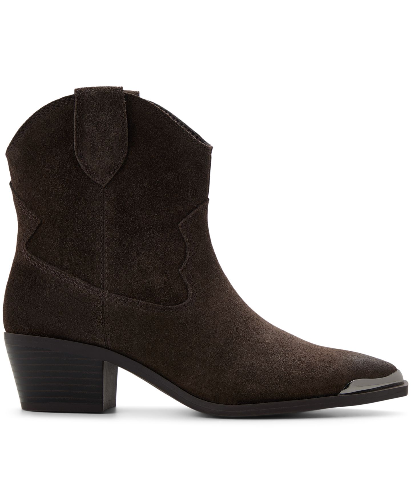 Женские ботинки ALDO Valley Western Block Heel Ankle Booties, цвет: Тёмный коричневый замшевый — фото 2