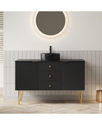 48 Inch Freestanding Bathroom Vanity with Sink, Sintered Stone Top, 3 Drawers and 2 Doors Storage, Pre-Assembled