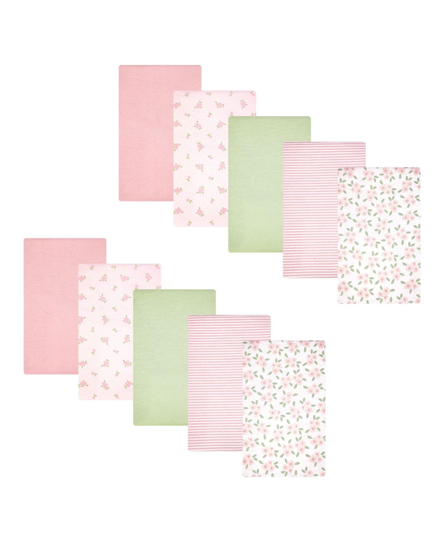 Girl Cotton Poly Flannel Burp Cloths 10-Pack, Sweet Little Floral, One Size