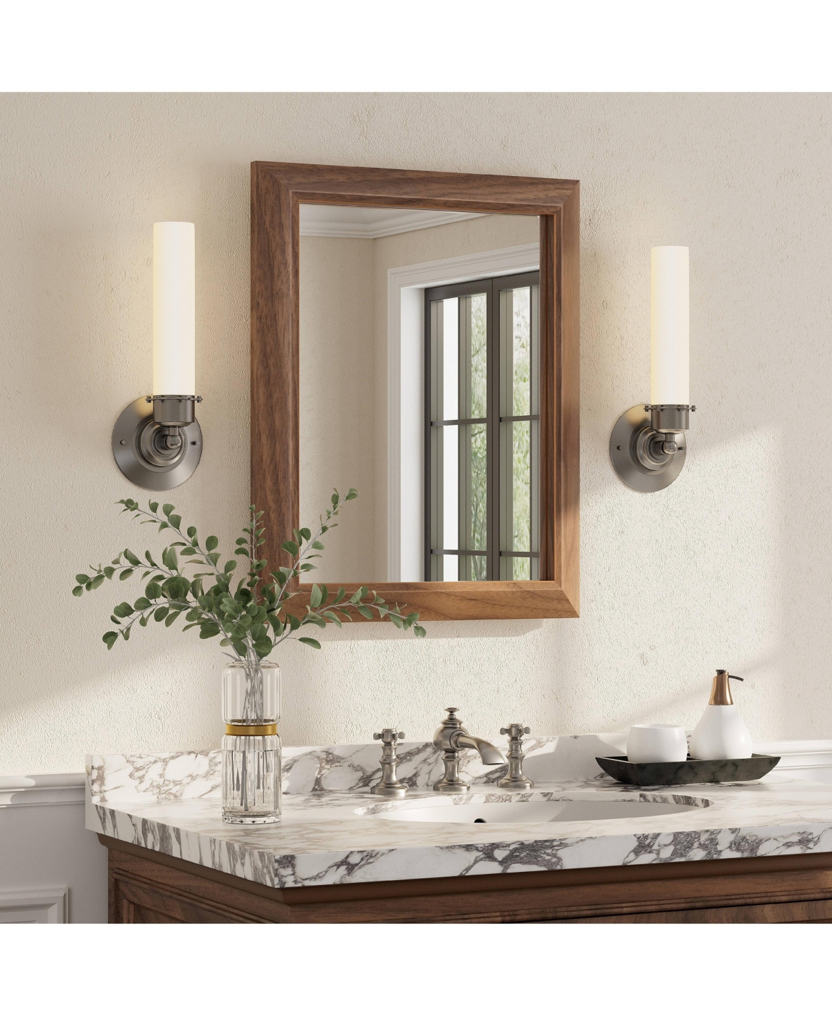 Apmir 16" x 20"-Inch-Thick Metal Framed Wall Mirrors for Bedroom, Rectangle Wall-Mounted Mirrors