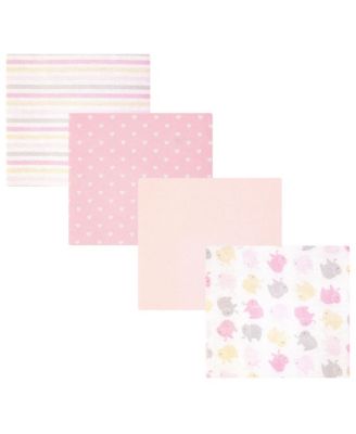 Girl Cotton Poly Flannel Receiving Blankets, Multi Color Girl Elephant, One Size
