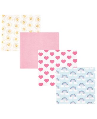 Girl Cotton Poly Flannel Receiving Blankets, Cloudy Rainbow, One Size
