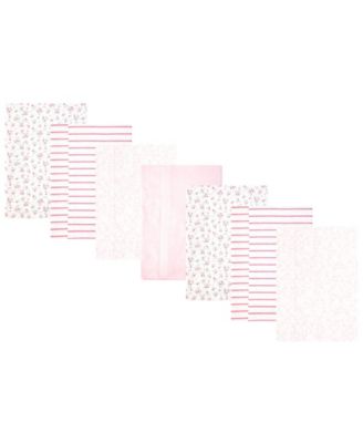 Girl Cotton Poly Flannel Burp Cloths 7-Pack, Wispy Wild Flower Bunny, One Size