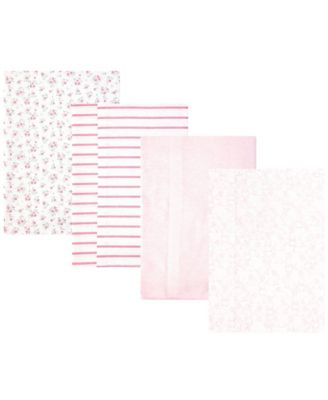 Girl Cotton Poly Flannel Burp Cloths 4-Pack, Wispy Wild Flower Bunny, One Size