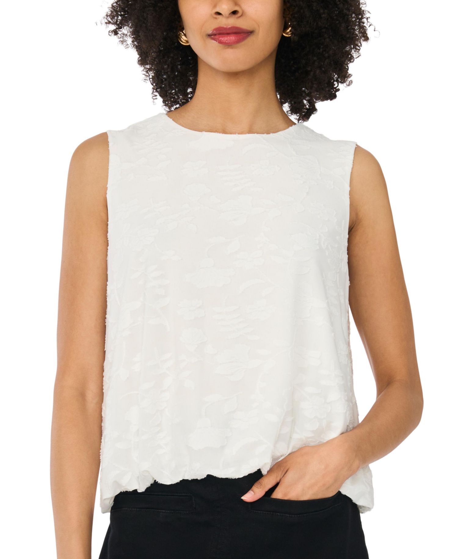 Women's Bubble Hem Crewneck Sleeveless Top