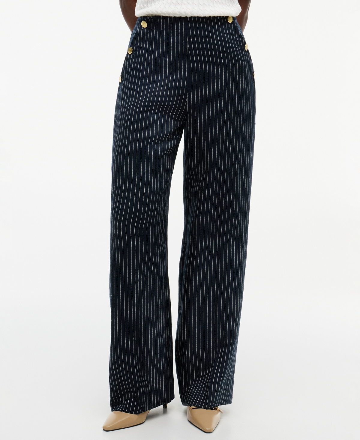 Tommy Hilfiger Women's Nautical Stripe High-Rise Wide-Leg Pants
