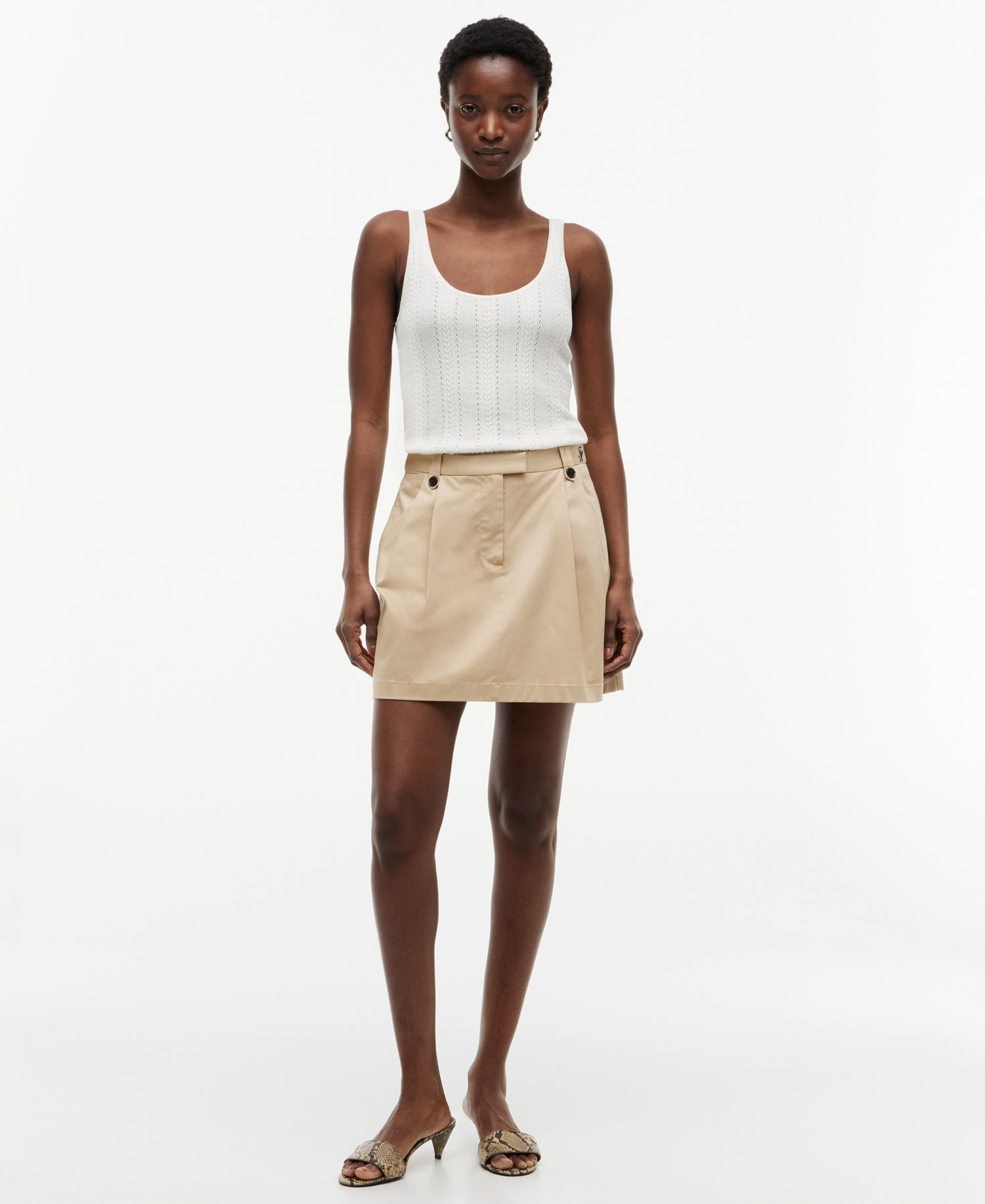 Women's Cotton Chino Pleated Mini Skirt