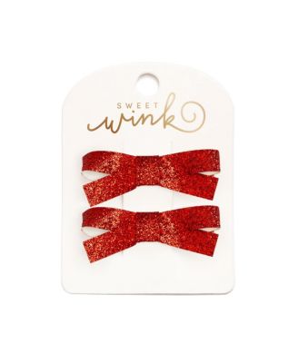 Sweet Wink Little and Big Girls Red Glitter Bow Clip Set - Red 18$