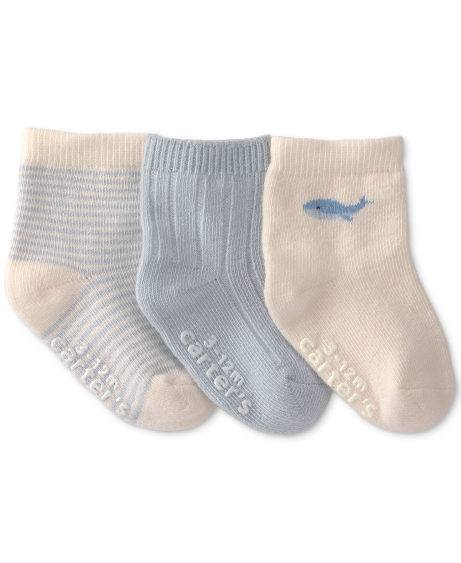 Baby Boys' Whale Ankle Socks, 3-Pack