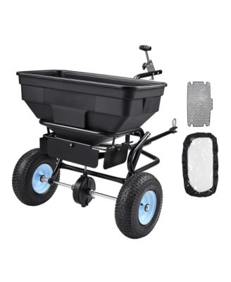 Tow Behind Broadcast Spreader 130LBS Capacity Tow/Push Garden Spreader with 13 inches Tires