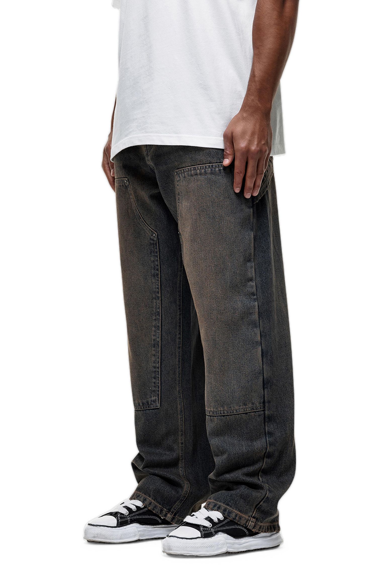 Men's Traipes Blue Washed Baggy Denim Jeans