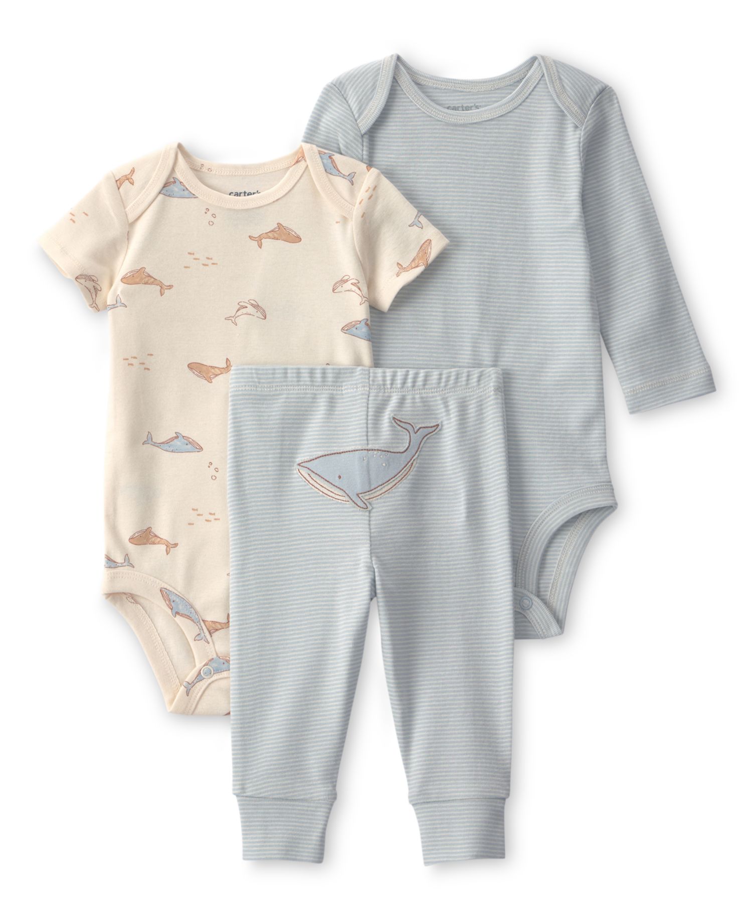 Baby Boys' Crewneck Bodysuit and Pants, 3-Piece Set