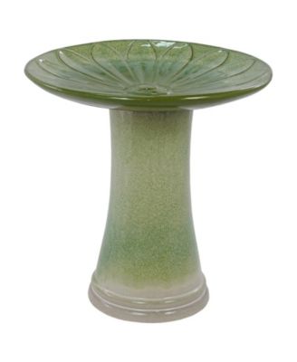 Handmade Gradient Glaze Ceramic Bird Bath, 16.93 inch Diameter 18.11 inch Height, Outdoor Garden for Birds Bathing & Feeding