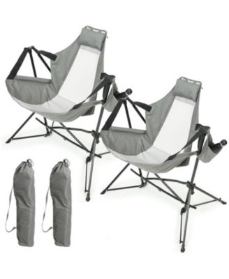 Hammock Camping Chairs Set of 2, with Adjustable Backrest, Aluminum Alloy, with Pillow Cup Holder, for Lawn Camp Fishing Hiking