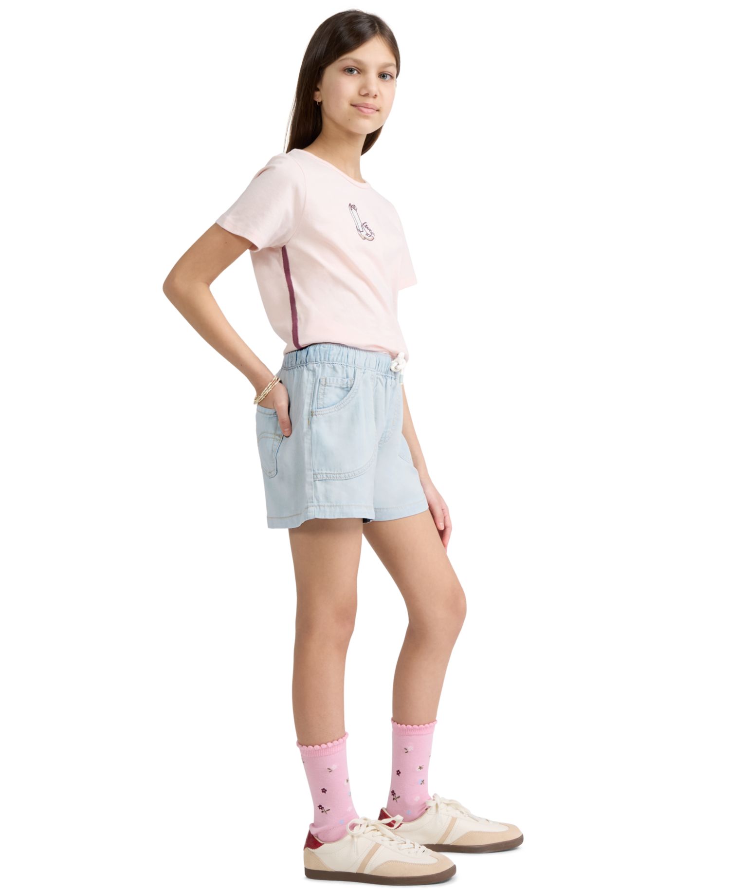 Girls' 7-16 Denim Parachute Shorts