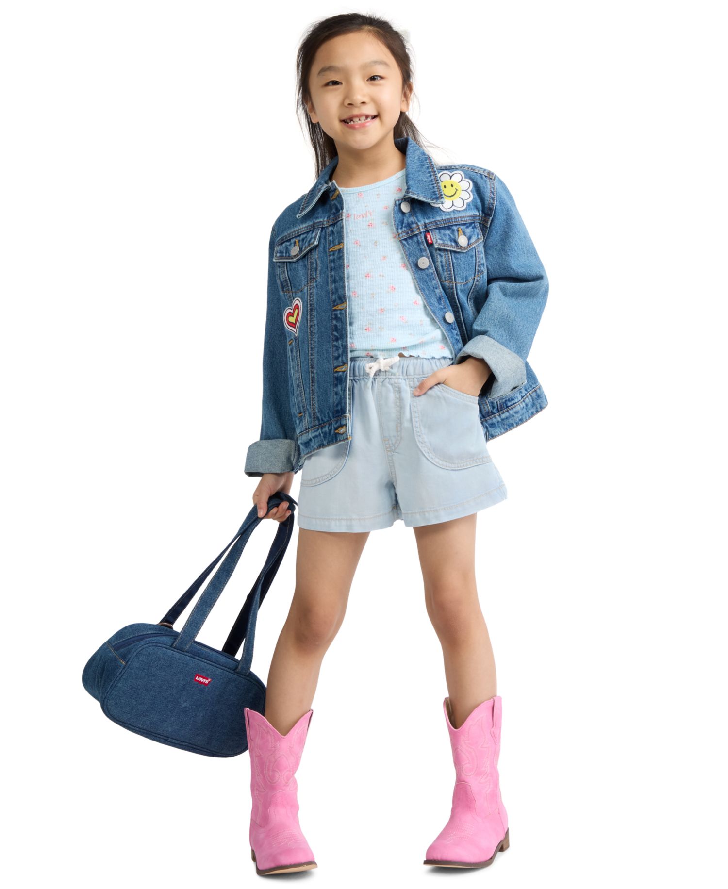 Girls' 2T-6X Denim Parachute Shorts