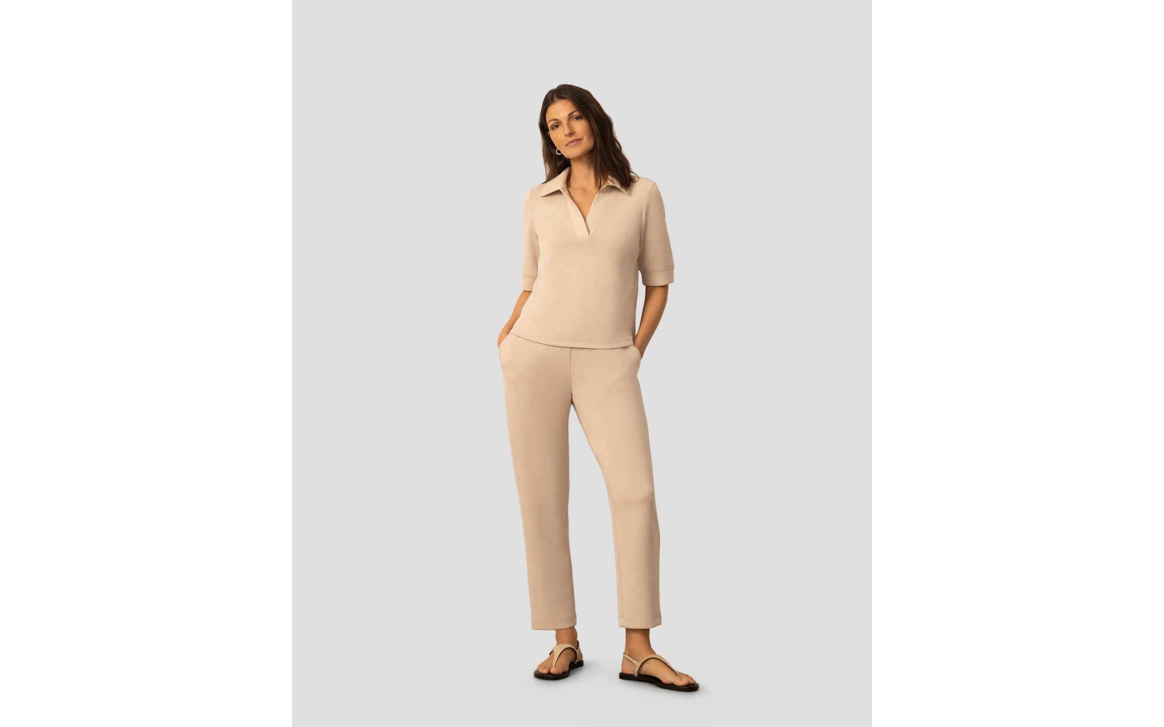 Cable & Gauge Women's and Rib Collar Polo Top Pant Set