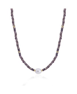 Iolite Bead Pearl Necklace