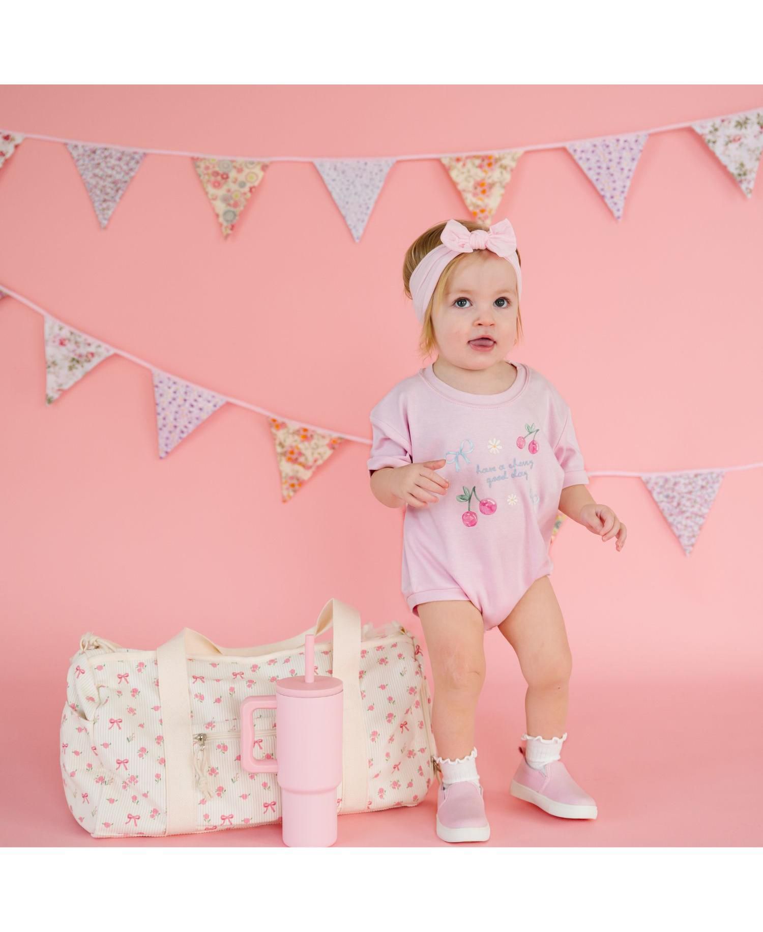 Baby Girls Cherry Good Day Short Sleeve Romper